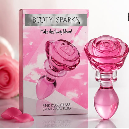 Pink Rose Glass Small Anal Plug – Elegant Beauty Meets Luxurious Pleasure