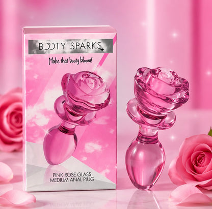 Pink Rose Glass Medium Anal Plug – Elegant Beauty Meets Luxurious Pleasure