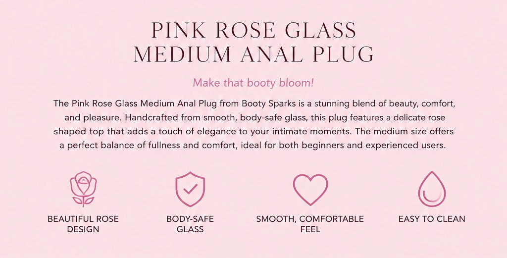 Pink Rose Glass Medium Anal Plug – Elegant Beauty Meets Luxurious Pleasure