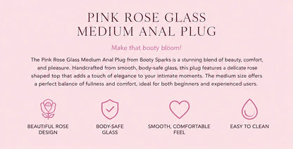Pink Rose Glass Medium Anal Plug – Elegant Beauty Meets Luxurious Pleasure